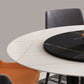 Round Stone Top Dining Table Contemporary Dining Table with Metal Pedestal Base Clearhalo 'Dining Tables & Seating' 'Dining Tables' 'dining_table' 'furn' 'furn_dining_table' 'Furniture' 'Kitchen & Dining Furniture' 1200x1200_3ac3d209-dd11-4e28-80df-026c7fbdae04