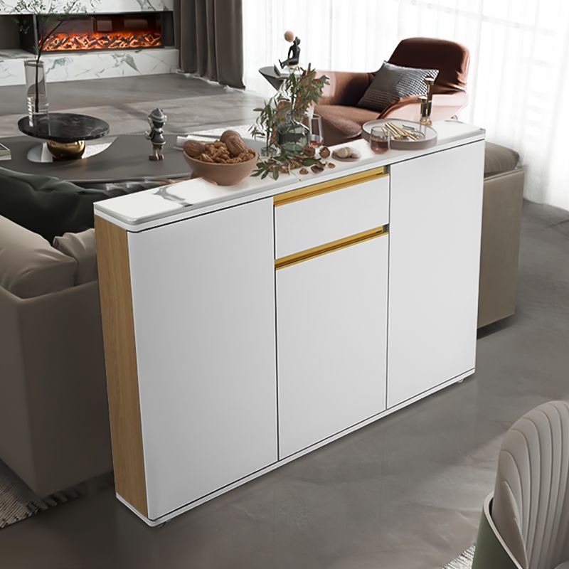 Contemporary Manufactured Wood Dining Server White Adjustable Shelving Sideboard Clearhalo 'buffet_sideboard' 'Buffets & Sideboards' 'furn' 'furn_buffet_sideboard' 'Furniture' 'Kitchen & Dining Furniture' 1200x1200_3ac601ef-3846-4c88-998b-9d064fecf69c