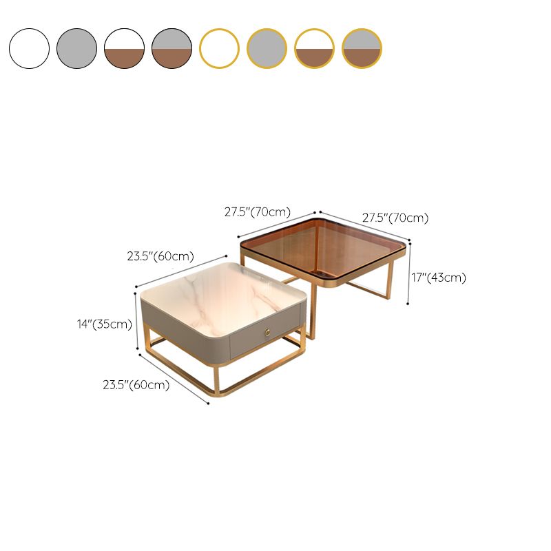 Frame Coffee Table Slate/Glass Top Coffee or End Table with Drawer Clearhalo 'Coffee & Accent Tables' 'Coffee Tables' 'coffee_tables' 'furn' 'furn_coffee_tables' 'Furniture' 'Living Room Furniture' 1200x1200_3ac6aa99-d192-4e86-b61b-95cfef5d4d91