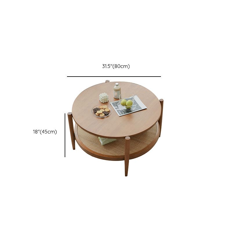 Tropical Round Cocktail Table Storage Solid Wood Coffee Cocktail Table Clearhalo 'Coffee & Accent Tables' 'Coffee Tables' 'coffee_tables' 'furn' 'furn_coffee_tables' 'Furniture' 'Living Room Furniture' 1200x1200_3ac6d141-d2f2-4a77-b9c3-4fab06ef5925