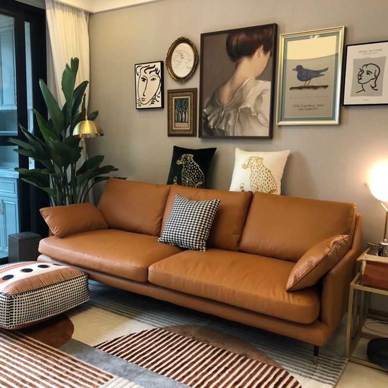 31.50" H Square Arm Modern Sofa with Cushions Dark Brown Standard Sofa Clearhalo 'furn' 'furn_sofas' 'Furniture' 'furniture_sofas' 'Living Room Furniture' 'Sofa' 'sofas' 1200x1200_3ac87ab3-90dc-4134-825f-7e3709cc1963