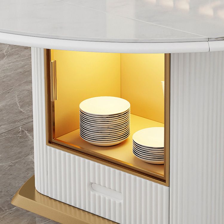 Glam 1/4/7/9 Pieces Scalable Dinette Set with Sintered Stone Top Round Dining Table Set Clearhalo 'Dining Room Sets' 'Dining Tables & Seating' 'dining_room_set' 'furn' 'furn_dining_room_set' 'Furniture' 'furniture_dining_room_set' 'Kitchen & Dining Furniture' 1200x1200_3ac8fb7d-5024-432b-8e11-03b5a14c6deb