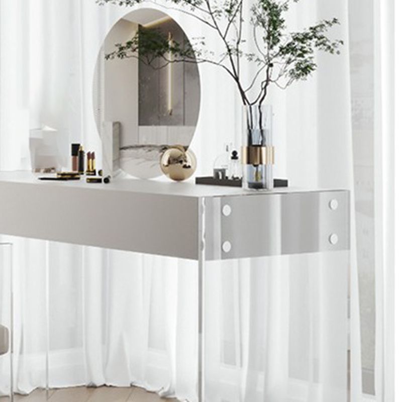 Mirrored Wood Makeup Dressing Table Modern Style Stool Set in White Clearhalo 'Bedroom Furniture' 'furn' 'furn_makeup_vanities' 'Furniture' 'Makeup Vanities' 'makeup_vanities' 1200x1200_3ac9926d-c28a-4179-9561-3dbe90702718