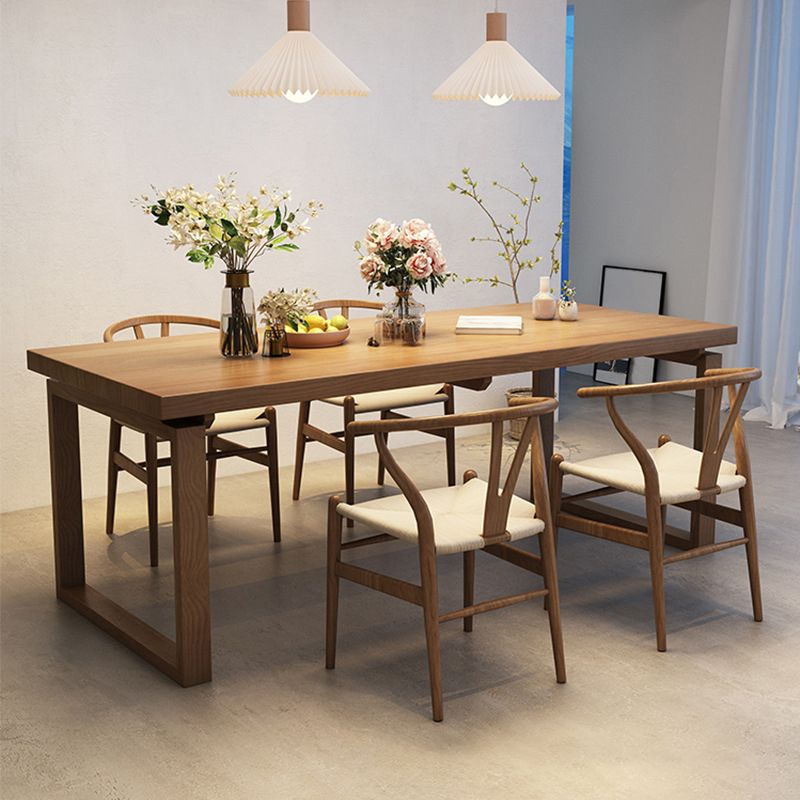 Modern Rectangle Double Pedestal Table Solid Wood Dining Table for Home Clearhalo 'Dining Tables & Seating' 'Dining Tables' 'dining_table' 'furn' 'furn_dining_table' 'Furniture' 'Kitchen & Dining Furniture' 1200x1200_3aca868f-05f0-4e3b-aa25-bc1aac7e0889