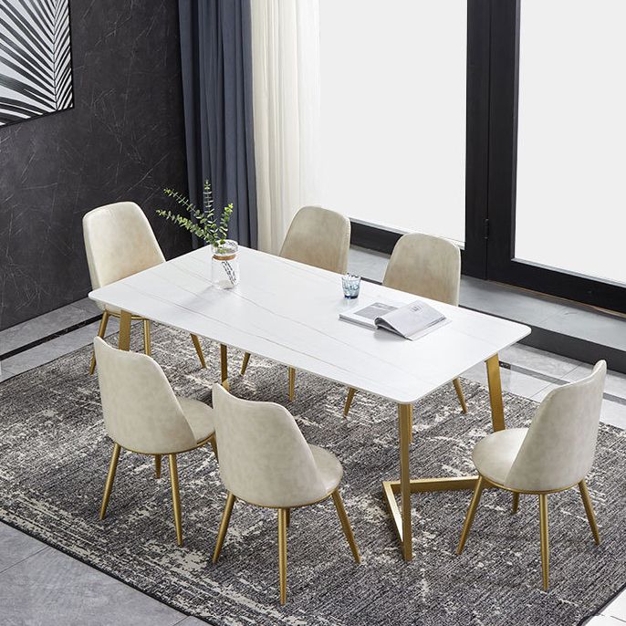 Hochglänzender weißer Esstisch Set 1/4/5/7 Stücke Glam