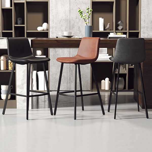 Modern Backrest Armless Counter Stool Iron Milk Tea Shop Bar Stool with Leather Cushion Clearhalo 'Bar Furniture' 'Bar Stools' 'bar_stools' 'furn' 'furn_bar_stools' 'Furniture' 'Kitchen & Dining Furniture' 1200x1200_3acc0f74-74bf-474c-88b7-cf3e43dcac40