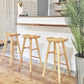 Modern Armless Backless Counter Stool Pine Wood Bar Stool with Pedal