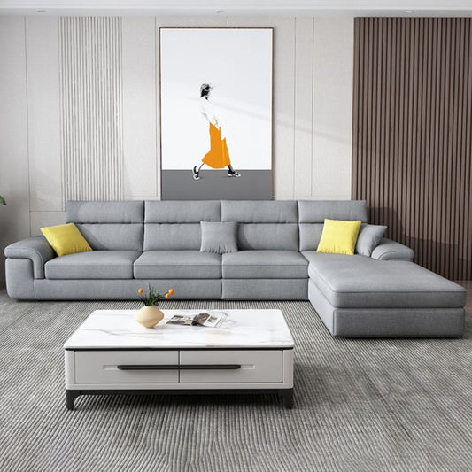 Slipcovered Sectional Pillow Top Arm Sofa & Chaise with 4 Seaters