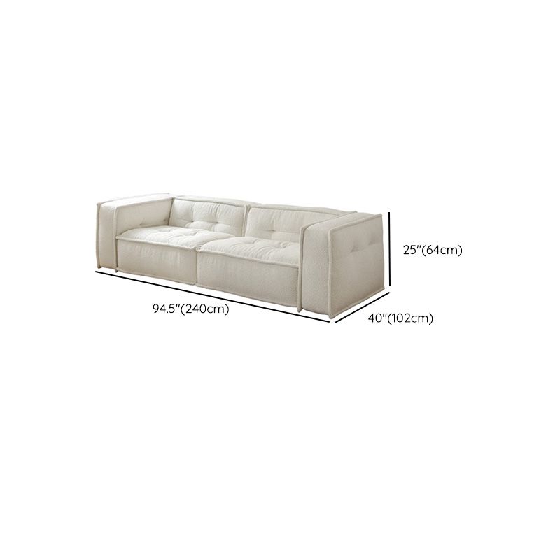 Fabric Scandinavian Sofa Tuxedo Arm Tufted Back Sofa in White