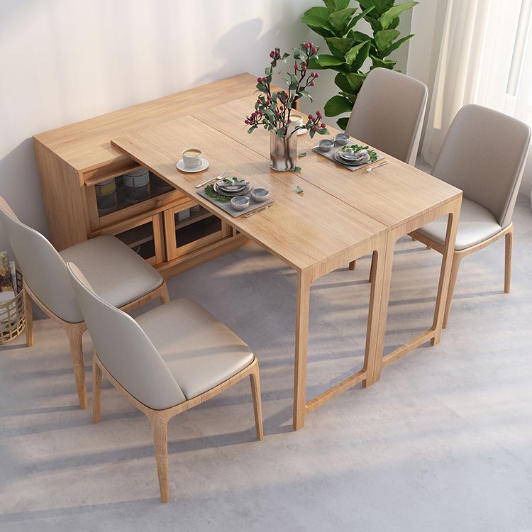 Folding Rectangle Dining Table Wood Dining Table in White and Natural
