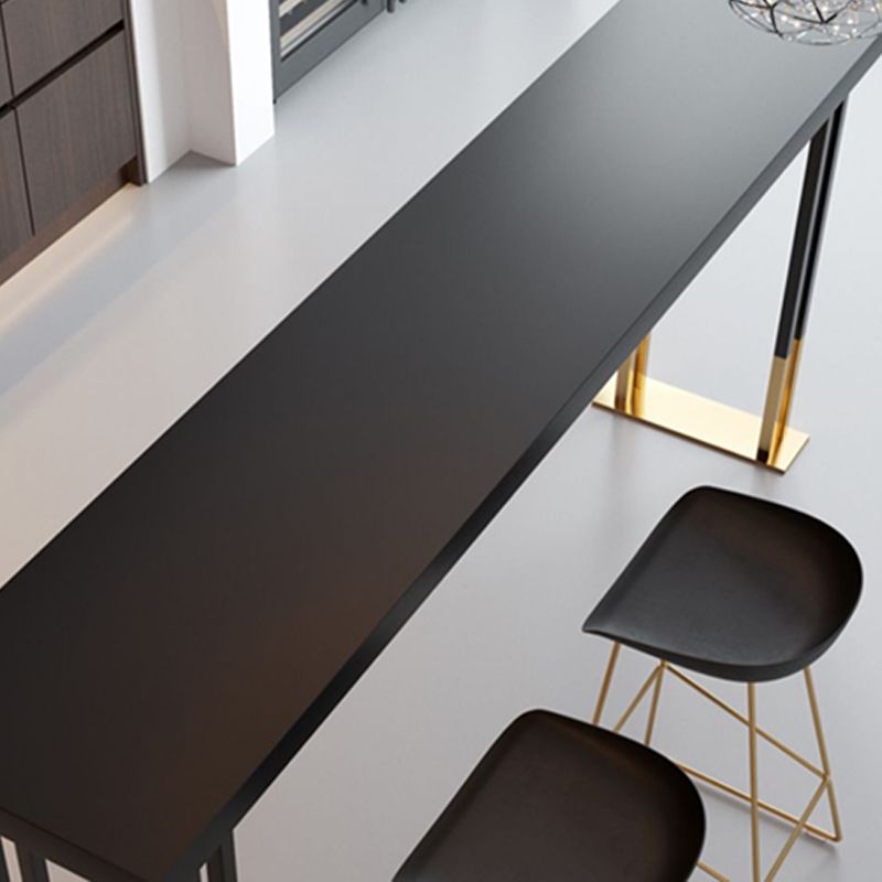 Living Room Rectangle Wood Top Counter Table Gold Base Glam Style Bar Table Clearhalo 'Bar Furniture' 'Bar Tables' 'bar_tables' 'Furniture' 'furniture_bar_tables' 'Kitchen & Dining Furniture' 1200x1200_3ad0e533-d91e-47a2-b642-00acbdbffa48