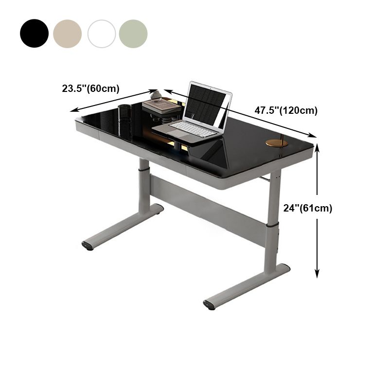 Zeitgenössischer Stand Desk Converter White Metal Trestle Base Desk für Büro