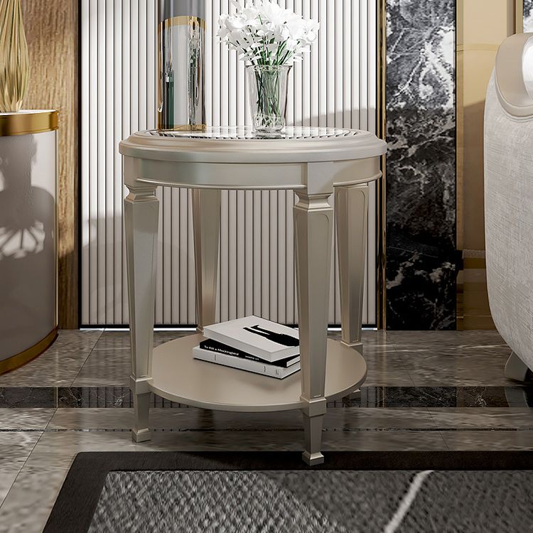 26 "背の高い4脚ソリッドウッドエンドテーブルコンテンポラリーラウンドダブルティアエンドテーブル