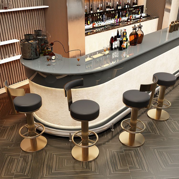 Glam Leather Bar Stool Adjustable Gold Base Counter Stool for Bristol Clearhalo 'Bar Furniture' 'Bar Stools' 'bar_stools' 'furn' 'furn_bar_stools' 'Furniture' 'Kitchen & Dining Furniture' 1200x1200_3ad1c4a3-3295-4455-9402-eb97b97e92b0