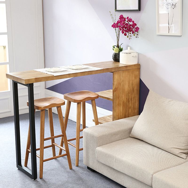 Modern Bar Wine Table with Storage Indoor Rectangle Counter Height Table in Natural Clearhalo 'Bar Furniture' 'Bar Tables' 'bar_tables' 'furn' 'furn_bar_tables' 'Furniture' 'furniture_bar_tables' 'Kitchen & Dining Furniture' 1200x1200_3ad21448-fb61-43f5-a6ba-94cb50419a78