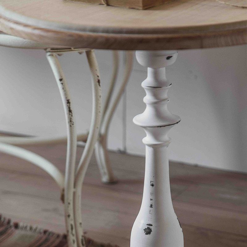 Tavolino accento di divano di divano in stile rustico in metallo e laterale in legno