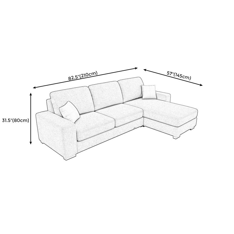 3-Seater Square Arm Pillowed Back Cushions Sectional Sofa with Chaise Clearhalo 'furn' 'furn_sectionals' 'Furniture' 'furniture_sectionals' 'kitchen' 'kitchen_sectionals' 'Living Room Furniture' 'Sectionals' 1200x1200_3ad529e6-652a-452b-8acd-527e42699d27
