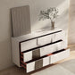 Commode double horizontale contemporaine, commode de rangement blanche/grise pour la maison