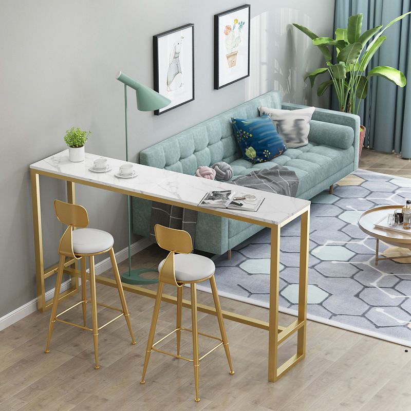 Glam Style 1/2/3 Pieces Bar Table Set Rectangle Bar Table with Metal High Stools for Home Clearhalo 'Bar Furniture' 'furn' 'furn_home_bar_bar_sets' 'Furniture' 'Home Bars & Bar Sets' 'home_bar_bar_sets' 'Kitchen & Dining Furniture' 1200x1200_3ad6fe73-751a-47b5-8795-530527ebb2ea