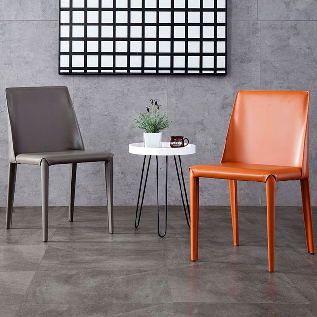 Modern Style Home Side Chair Solid Back Metal Upholstered Dining Room Chair Clearhalo ' kitchen&dining_furn' 'Dining Chairs' 'Dining Tables & Seating' 'dining_chair' 'furn' 'furn_dining_chair' 'Furniture' 'furniture_dining_chair' 'Kitchen & Dining Furniture' 'kitchen' 1200x1200_3ad86892-79bd-42e1-bbbb-c95e6ae65501