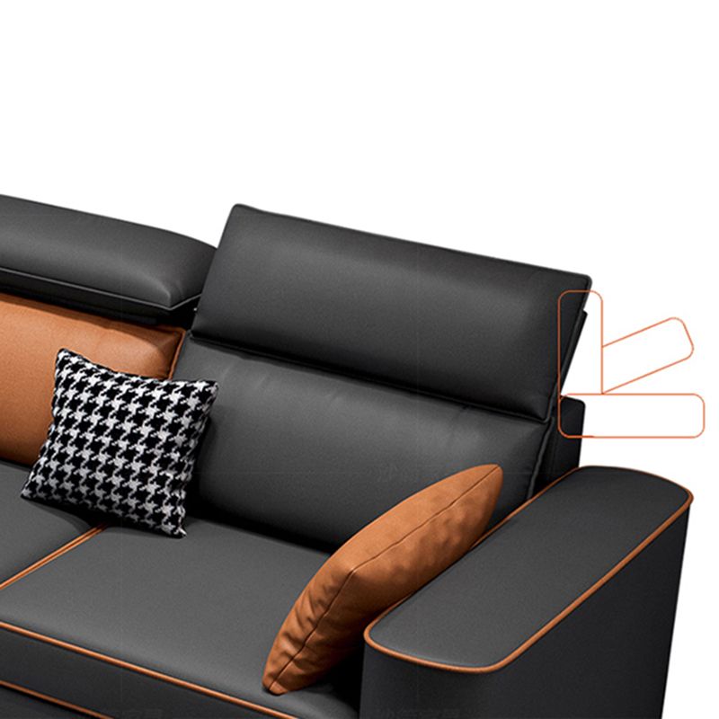 L-Shape High Back Faux leather Square Arm Sectional with Stain-Resistant Clearhalo 'furn' 'furn_sectionals' 'Furniture' 'Living Room Furniture' 'Sectionals' 1200x1200_3ad913ae-7696-4347-ae06-8c2ae24a6321