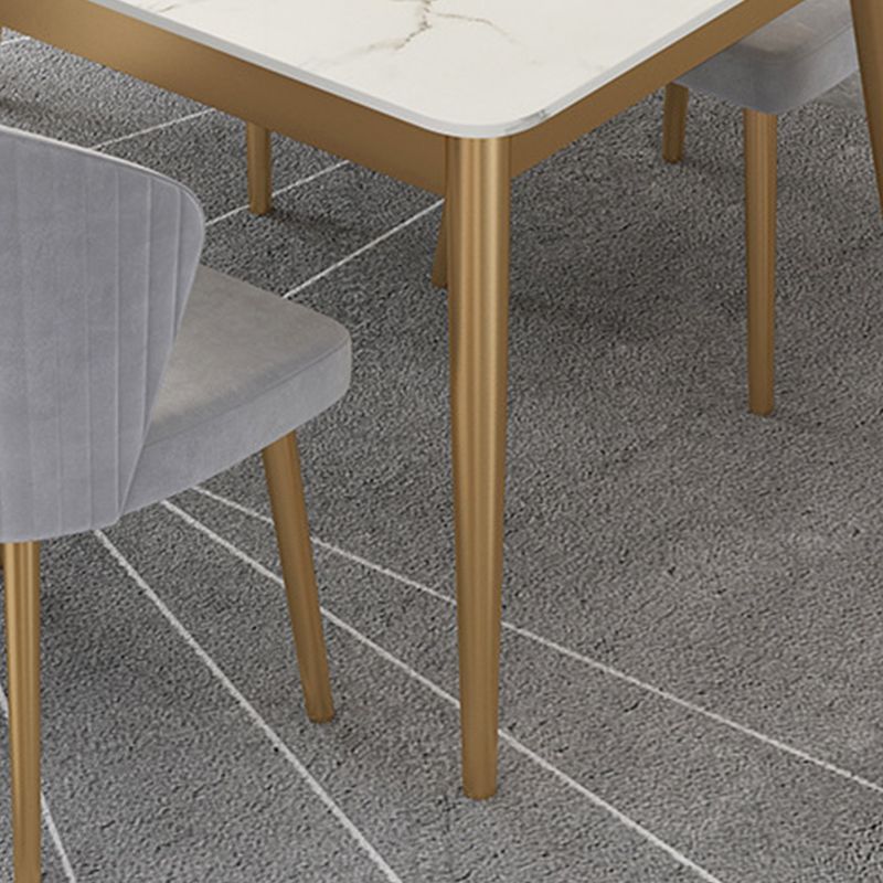 White Stone Top Dining Table Contemporary Rectangle Dining Table with 4 Legs Clearhalo 'Dining Tables & Seating' 'Dining Tables' 'dining_table' 'furn' 'furn_dining_table' 'Furniture' 'Kitchen & Dining Furniture' 1200x1200_3adab21e-cd38-41ef-8201-2712ba9f6d94