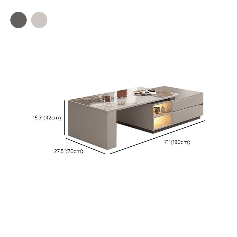長方形カクテルテーブルストーンシングルコーヒーテーブル収納引き出し付き