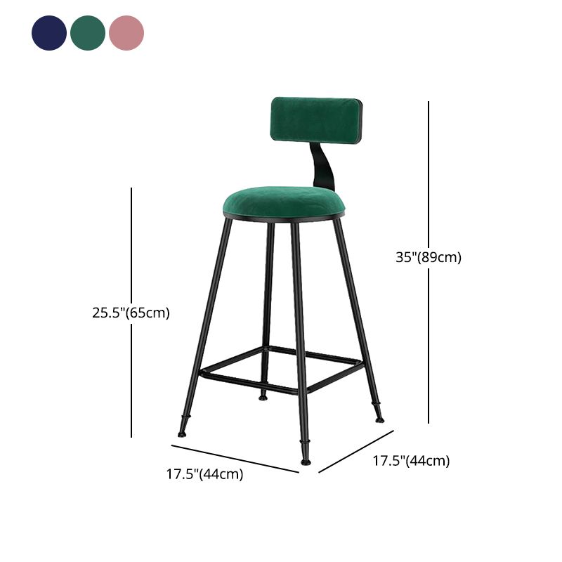 Nordic Style Velvet Barstool Indoor Black Iron 4 Legs Bar Stool for Coffee Shop Clearhalo 'Bar Furniture' 'Bar Stools' 'bar_stools' 'furn' 'furn_bar_stools' 'Furniture' 'furniture_bar_stools' 'Kitchen & Dining Furniture' 1200x1200_3adedf8d-d3ca-40cc-96b7-77cb611a1ff0