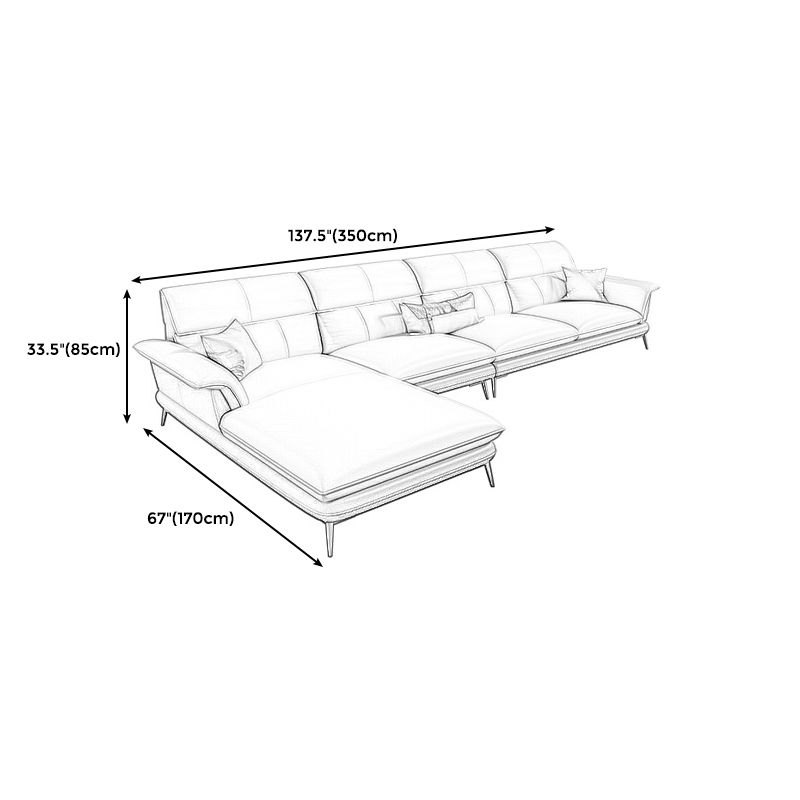 Modern Cream Genuine Leather Pillow Top Arm Sofa/Sectional for Living Room Clearhalo 'furn' 'furn_sectionals' 'Furniture' 'furniture_sectionals' 'kitchen' 'kitchen_sectionals' 'Living Room Furniture' 'Sectionals' 1200x1200_3ae0415e-4e40-49f7-9cb1-273e13fda46d