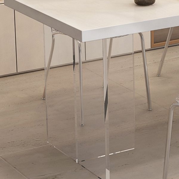 Acrylic Base Dinette Set 1/4/5 Pcs Modern Rectangle Dining Table Set in White