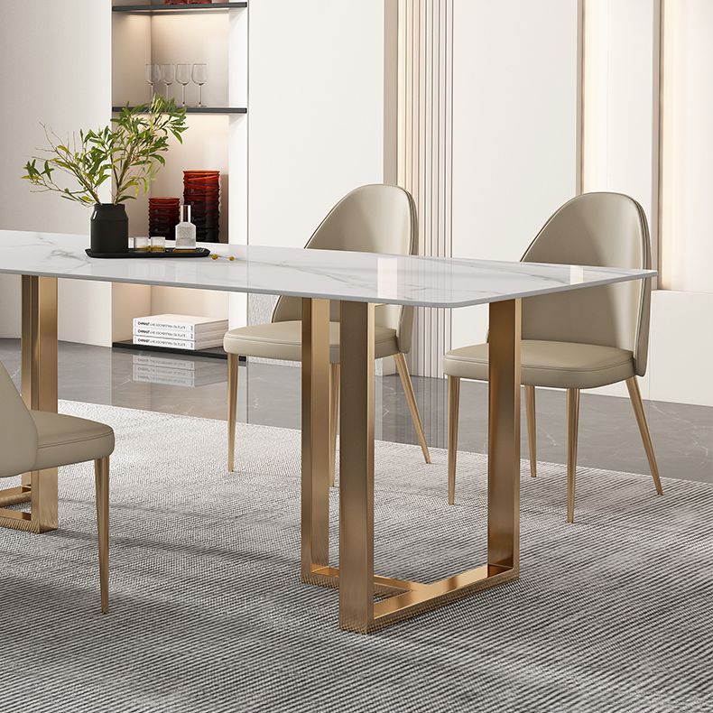 Glam Sintered Stone White Dining Table Rectangle Kitchen Dining Table for Kitchen Clearhalo ' dining_table' 'Dining Tables & Seating' 'Dining Tables' 'furn' 'furn_dining_table' 'Furniture' 'furniture_dining_table' 'Kitchen & Dining Furniture' 'kitchen&dining_furn' 'kitchen' 'kitchen_dining_table' 1200x1200_3ae35e39-b0c0-4cd5-9527-b7e586638d40