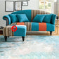 Contemporary Sewn Pillow Back Sofa Rolled Arm Settee for Living Room