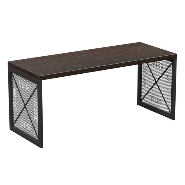 Industrial Style Dining Room Table Black Double Pedestal Table for Home Kitchen Dinner Clearhalo ' dining_table' 'Dining Tables & Seating' 'Dining Tables' 'furn' 'furn_dining_table' 'Furniture' 'furniture_dining_table' 'Kitchen & Dining Furniture' 'kitchen&dining_furn' 'kitchen' 'kitchen_dining_table' 1200x1200_3ae65b0d-e061-4735-a7bd-014a4f7b2eb0