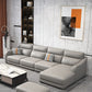 Modernism Genuine Leather Sectional Sloped Arm Sectional in Grey