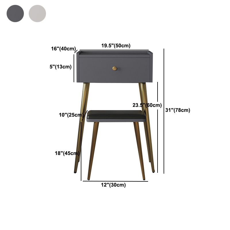 Tavolo da trucco rettangolare Top Vanity - Tavolo da trucco bianco/grigio alto 30,7 "