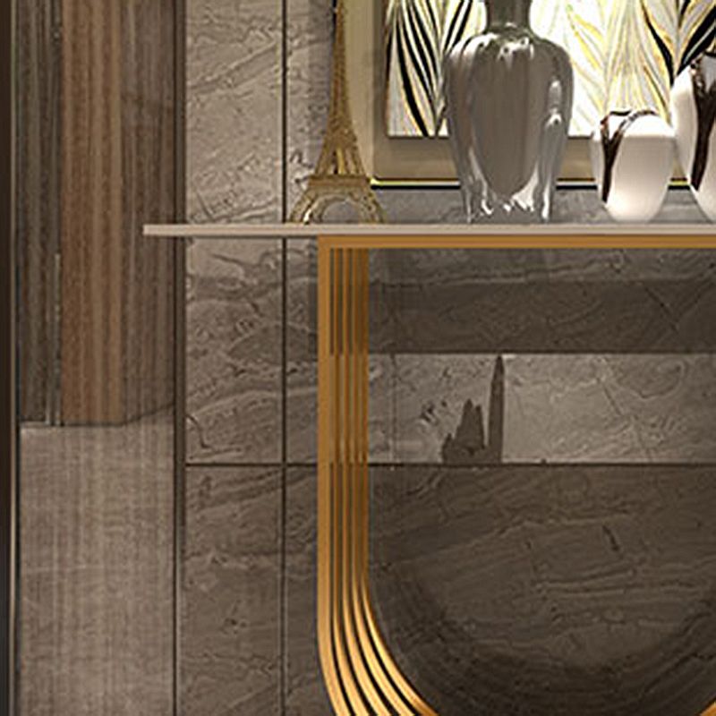 Console top in pietra in stile glam con base di piedistallo di ferro per sala