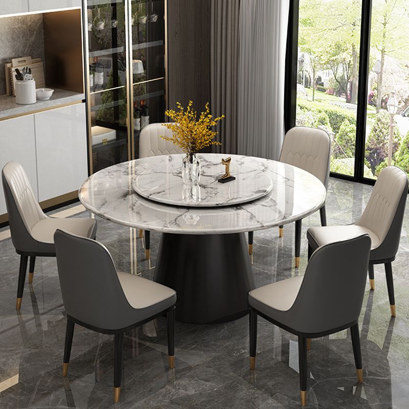 White Round Stone Dining Table Modern Convertible Furniture with Pedestal Base for Home Clearhalo 'Dining Tables & Seating' 'Dining Tables' 'dining_table' 'furn' 'furn_dining_table' 'Furniture' 'Kitchen & Dining Furniture' 1200x1200_3af035f8-3470-4aca-95a4-1261f2ade5f6