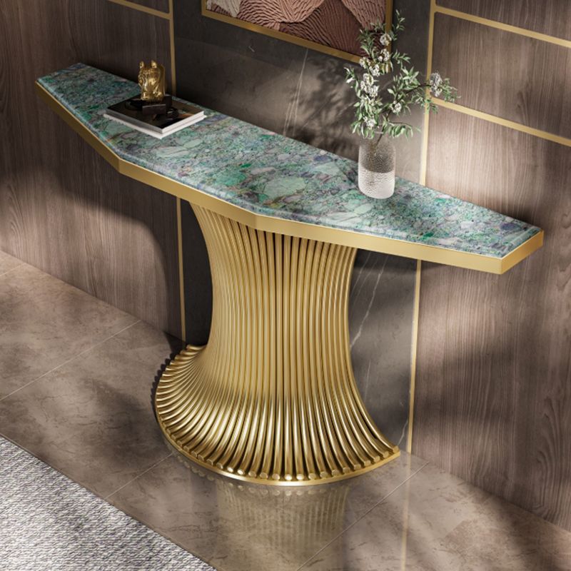 Glam Green Console Accent Table with Stainless Steel Bracket for Hall