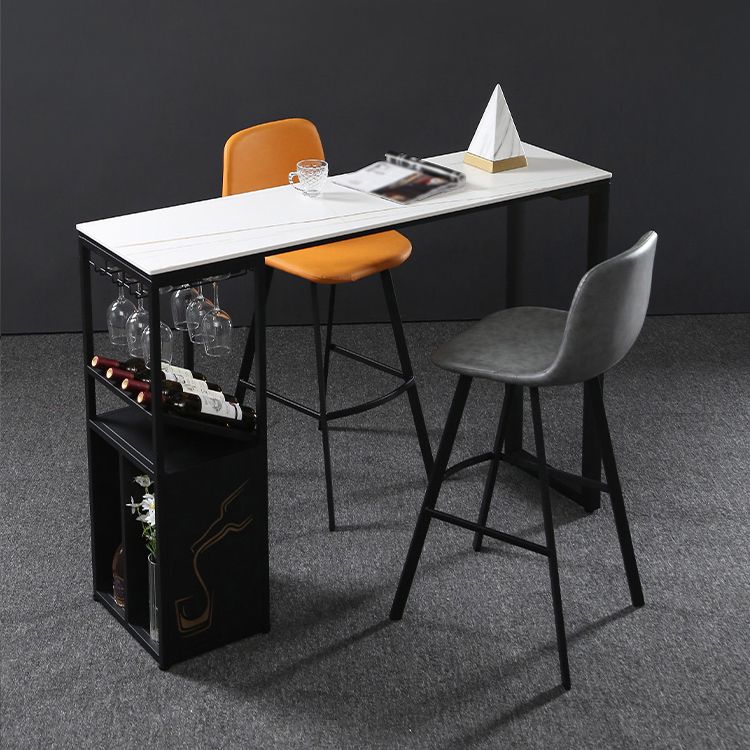 Modern Marble Pub Table with Rectangle Table Top Double Pedestal Table - 42" H Clearhalo 'Bar Furniture' 'Bar Tables' 'bar_tables' 'furn' 'furn_bar_tables' 'Furniture' 'furniture_bar_tables' 'Kitchen & Dining Furniture' 1200x1200_3af0af64-5ea9-4334-a934-4729021b1870