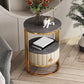 23.6" Tall Modern Slate Round Side Table Steel Frame End Table with Storage