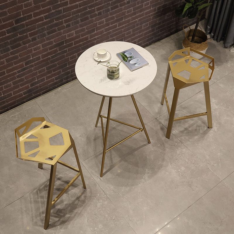 1/3 stuks glamour ijzeren staaftafel set rond bistro set met witte faux marmeren top