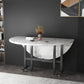 Modern Foldable Dining Table Round Wood Tabletop with Metal Legs