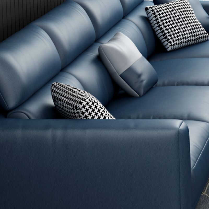 Faux Leather Square Arm Sofa/Sectional with Adjustable Bolster Pillows, Stain Resistant Clearhalo 'furn' 'furn_sectionals' 'Furniture' 'furniture_sectionals' 'Living Room Furniture' 'Sectionals' 1200x1200_3af5534e-ddee-4722-8cc9-6a8ded79521c