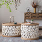 French Country Solid Wood Coffee Table Round Distressed Cocktail Table