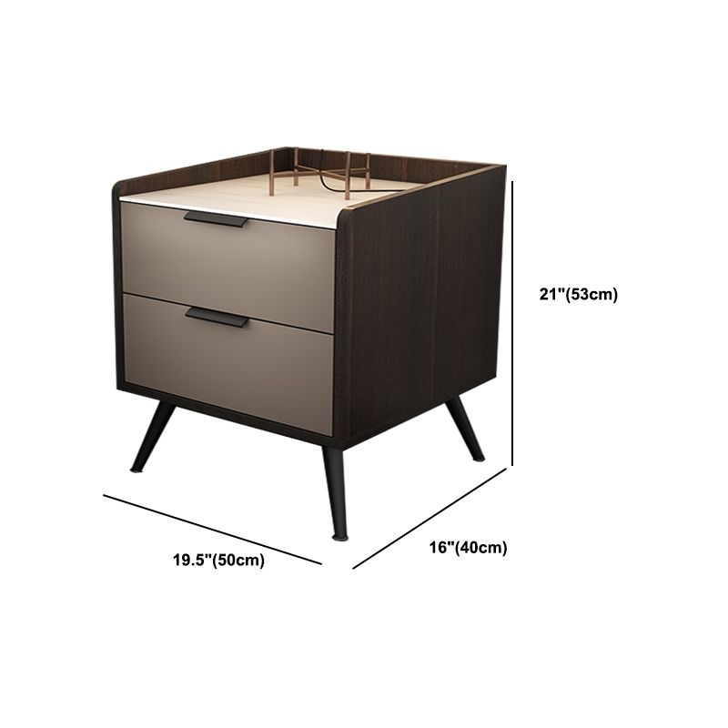 Espresso Wood and Off-White Night Table Modern Stone and Pearl Wood Bedside Cabinet Clearhalo 'Bedroom Furniture' 'furn' 'furn_night_stand' 'Furniture' 'night_stand' 'Nightstands' 1200x1200_3af7b6d7-72bc-4c96-ada4-d4249239d16d