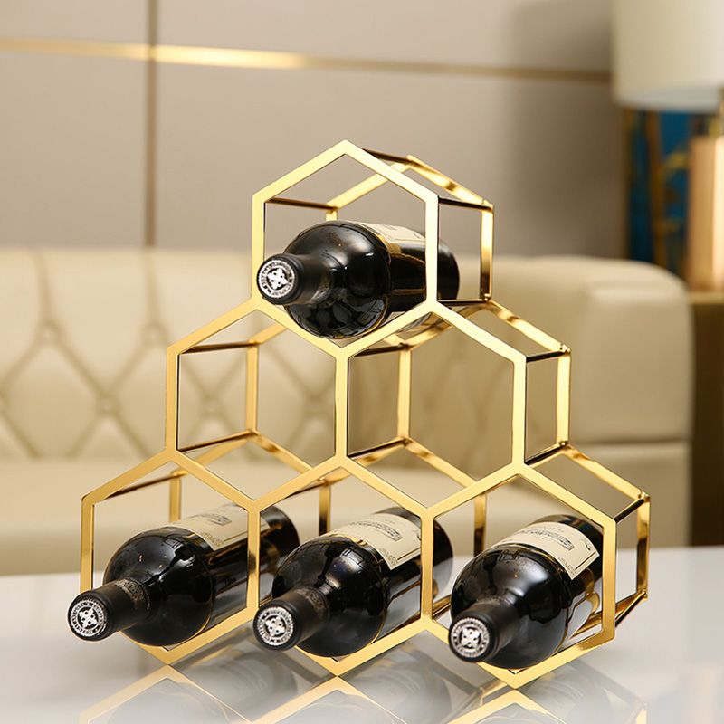 Metal Countertop Wine Glass Rack Modern Stackable Wine Bottle Holder in Gold Clearhalo 'furn' 'furn_wine_racks' 'Furniture' 'Kitchen & Dining Furniture' 'Wine Racks' 'wine_racks' 1200x1200_3af98258-cfd3-4592-b90b-77437572ff0d