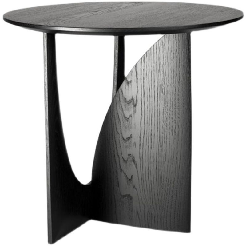 Contemporary Solid Wood Side Table Pedestal Round Living Room Table