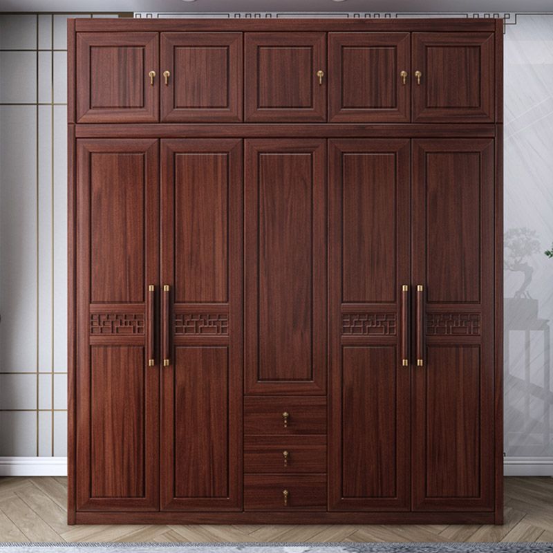 Contemporary Wardrobe Armoire Wood Wardrobe Closet with Doors and Drawers