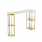 White Marble Hall Table with Specialty Top Glam Double Pedestal Table - 42" H Clearhalo 'Bar Furniture' 'Bar Tables' 'bar_tables' 'furn' 'furn_bar_tables' 'Furniture' 'furniture_bar_tables' 'Kitchen & Dining Furniture' 1200x1200_3afcc8d4-319c-4c7d-b7a5-92d96fcad76a
