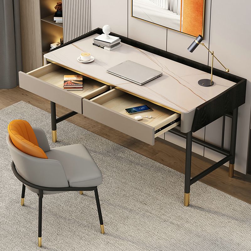 Modern Style Stone Office Desk Rectangular Shape Task Desk with 4-Legs for Home Clearhalo 'furn' 'furn_office_desk' 'Furniture' 'Office Desks' 'Office Furniture' 'office_desk' 1200x1200_3afe1699-fc03-4292-a1a6-5ec1bbbd2dd6